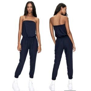 ARITZIA Talula Tabata Strapless Jumpsuit Black Jogger Pant Elastic Pocket Light